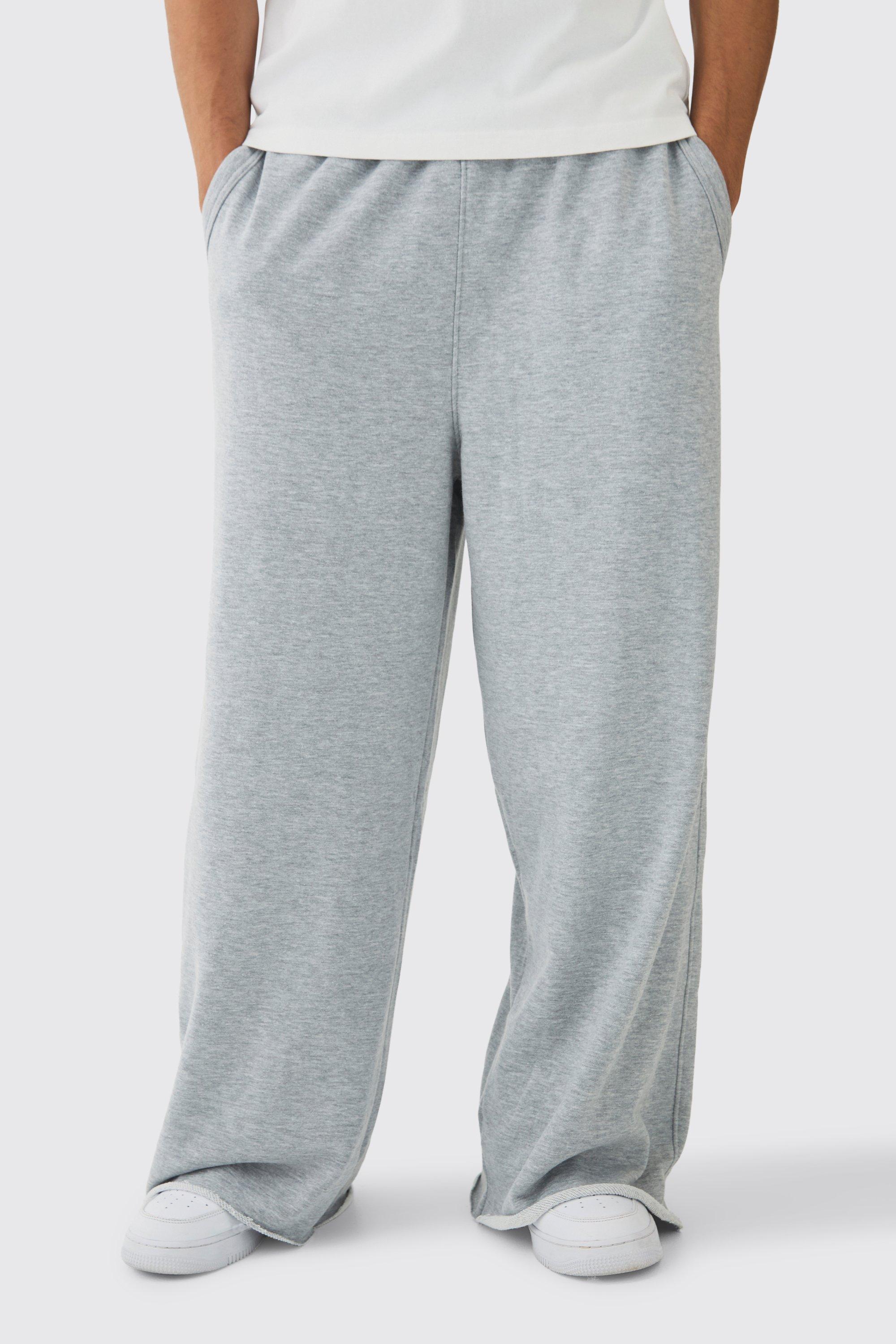 Mens Grey Extreme Wide Leg Raw Edge Loopback Jogger, Grey